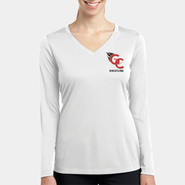 GC Wrestling - Ladies Long Sleeve PosiCharge ® Competitor V Neck Tee Thumbnail