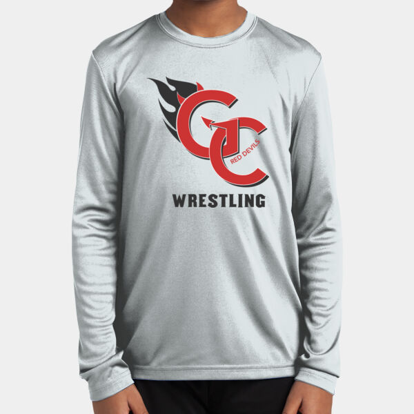 GC Wrestling - Youth Long Sleeve PosiCharge ® Competitor Tee Thumbnail